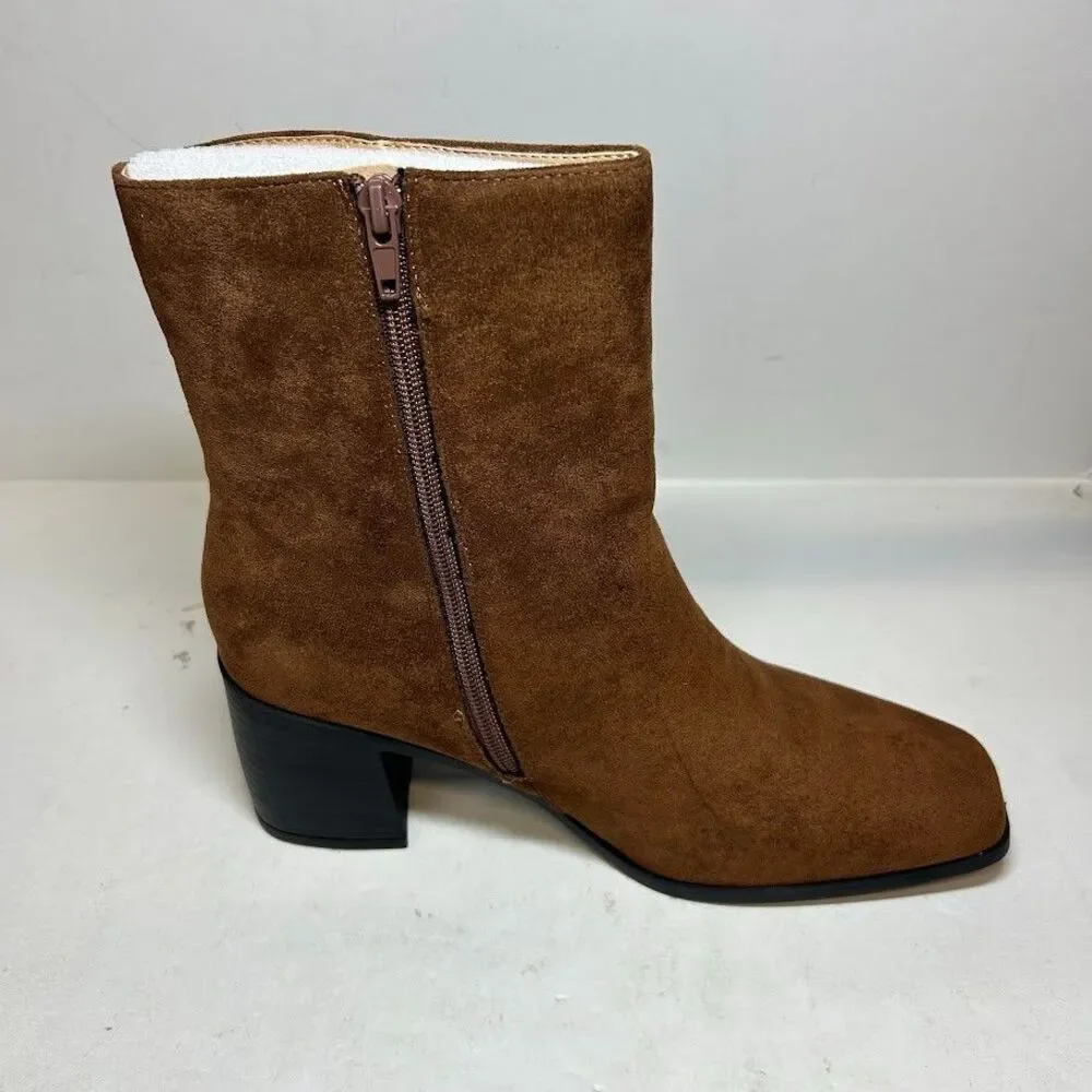 Journee Collection Womens 9 M Brown Noriah Zip Up Ankle Booties NIB RZ4